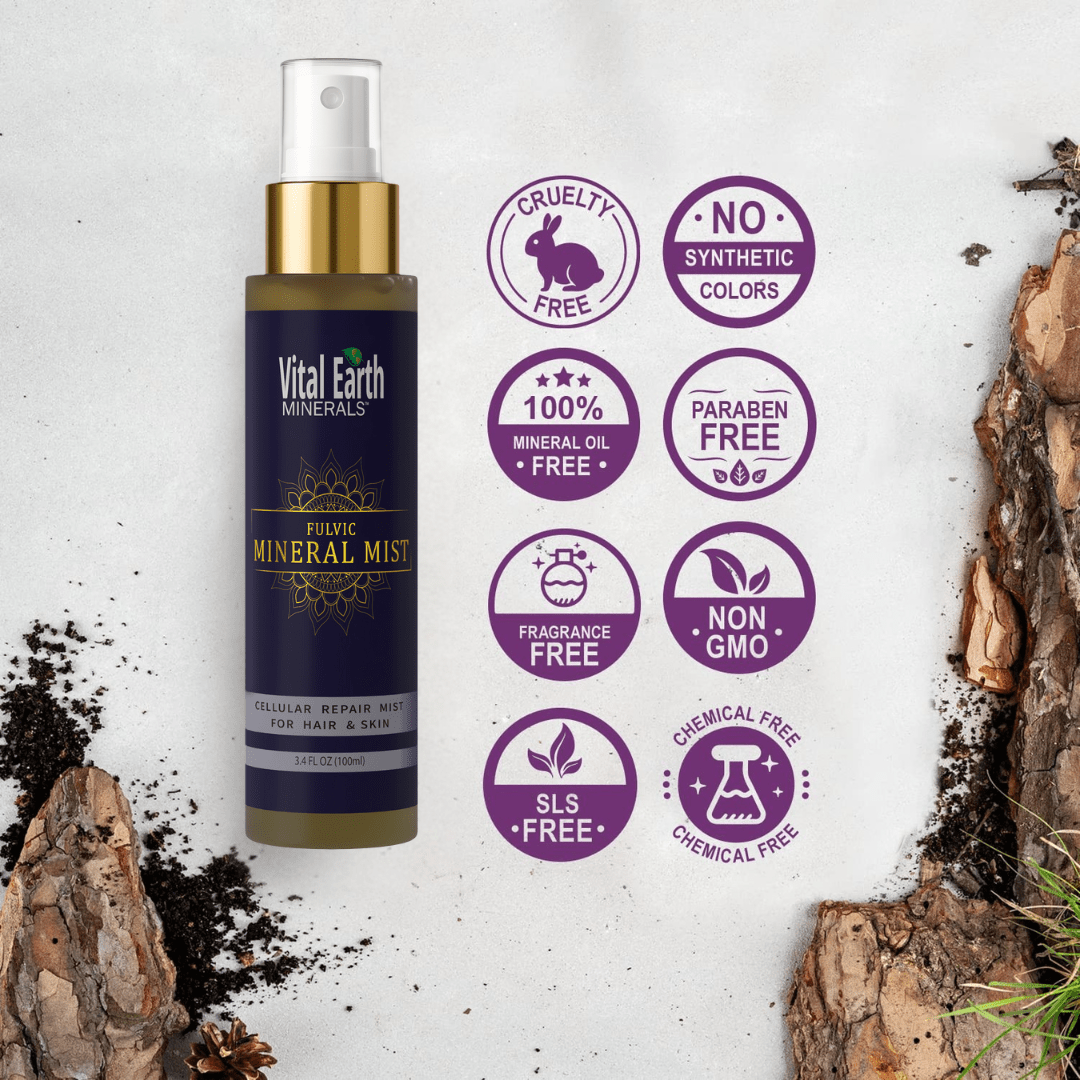 Fulvic Mineral Mist Spray - Front of Bottle Stylized